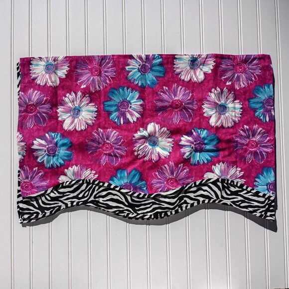 WAVERLY Kids Curtain Valances Daisy Hot Pink Zebra Print Pair NEW Girls Room Vtg - Picture 11 of 12